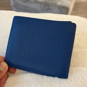 Giorgio Armani Blue Leather 8-card Bifold Wallet